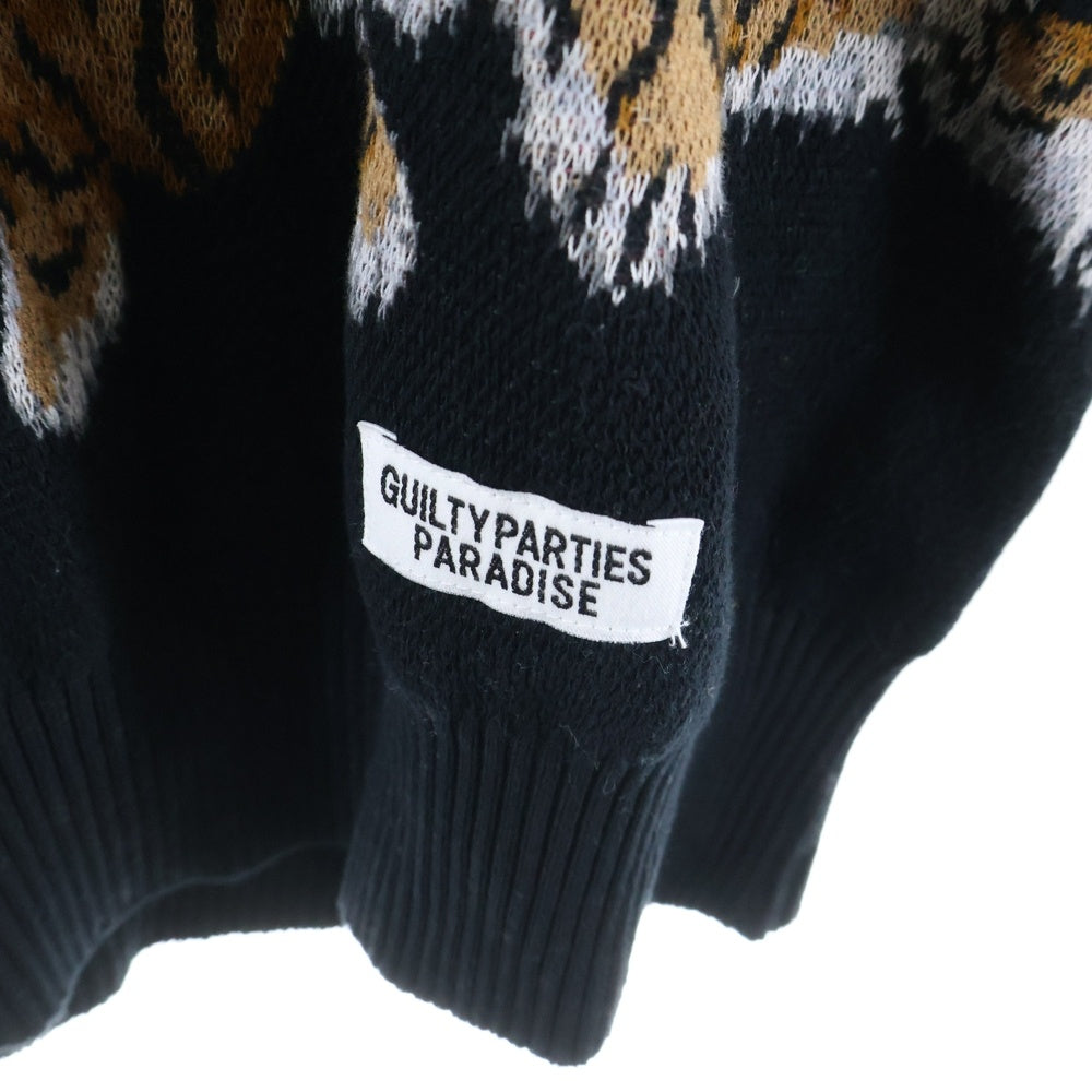 WACKO MARIA(ワコマリア) 24SS ×TIM LEHI JACQUARD SWEATER ティム リーハイ ジャガード コットン ニットセーター ブラック 24SS-WMK-KN14