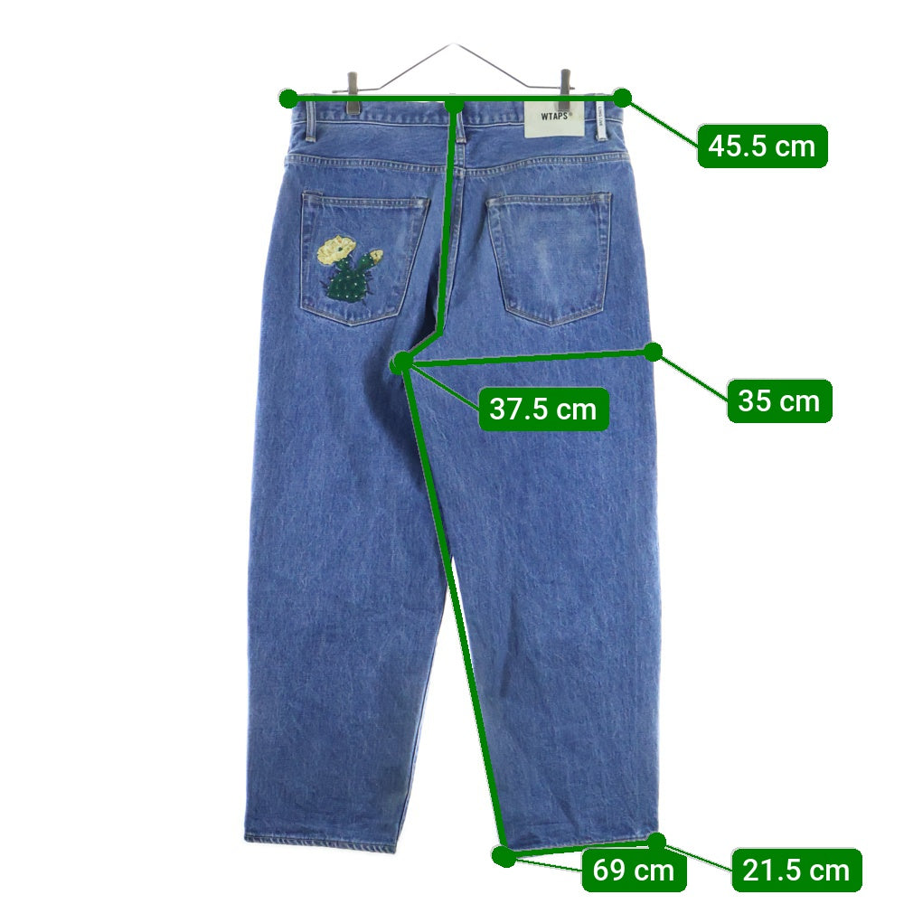 WTAPS(ダブルタップス) 24SS BLUES STRAIGHT/TROUSERS/COTTON.DENIM.CACTO ポケットロゴ刺繍 ブルース ストレート トラウザーズ デニムパンツ インディゴ 241WVDT-PTM03