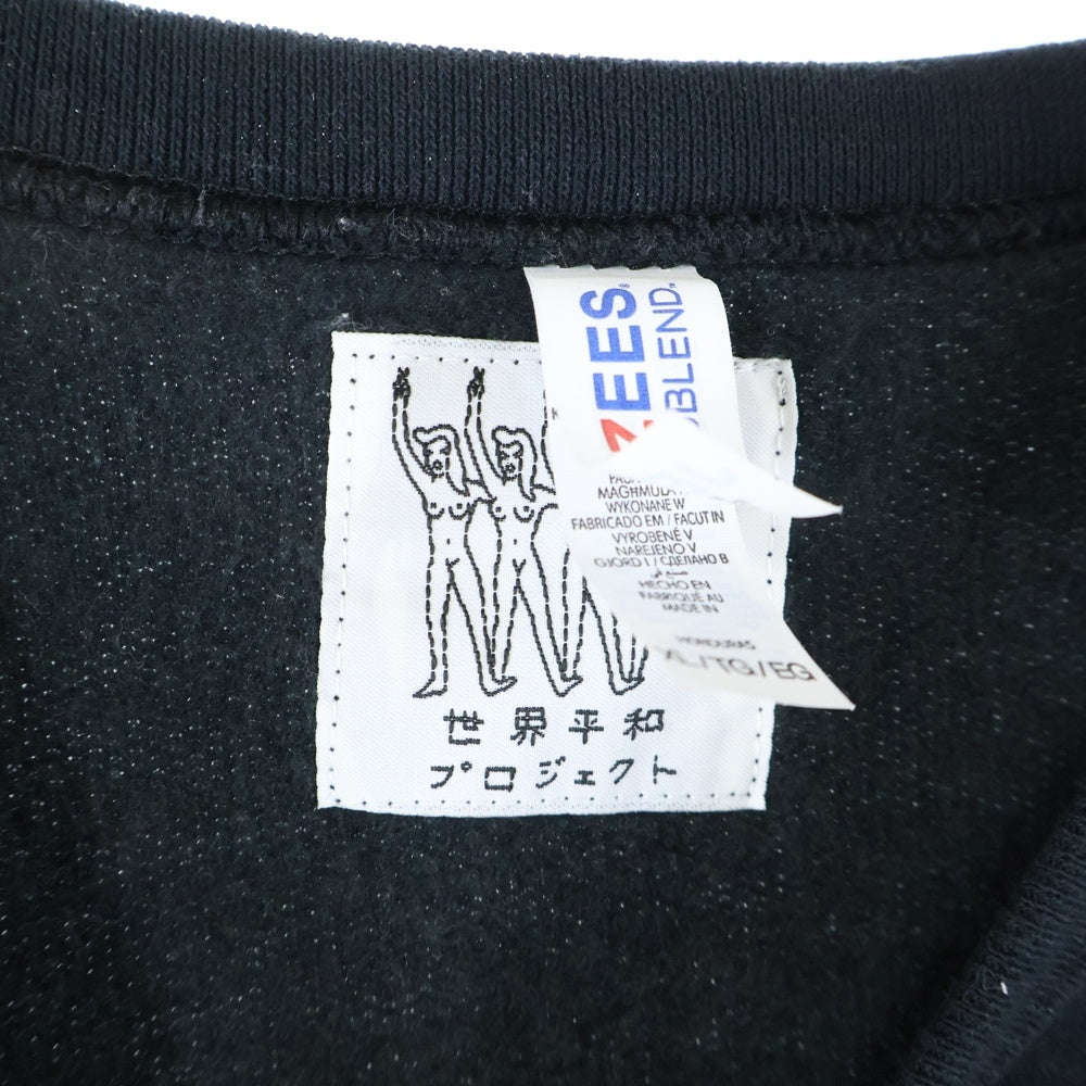 WACKO MARIA(ワコマリア) CREW NECK SWEAT SHIRT TYPE-4 世界平和プロジェクト フロントプリント クルーネック スウェットトレーナー ブラック