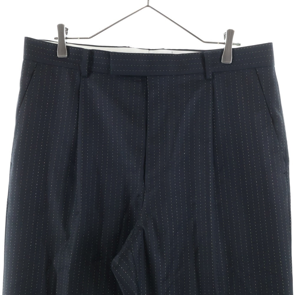 WACKO MARIA(ワコマリア) 22SS STRIPED PLEATED TROUSERS ストライプド プリーテッド トラウザーズ ウール スラックスパンツ ブラック 22SS-WMP-TR26