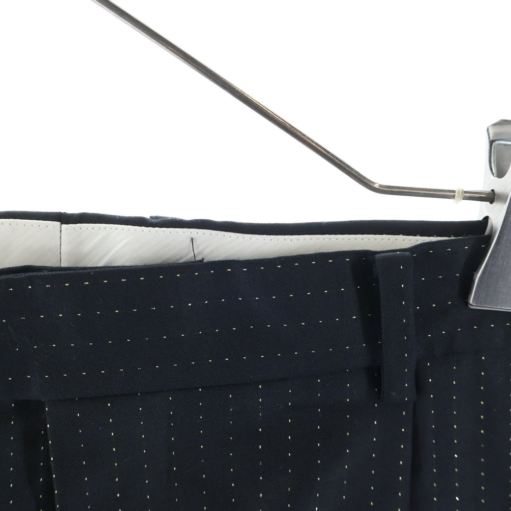 WACKO MARIA(ワコマリア) 22SS STRIPED PLEATED TROUSERS ストライプド プリーテッド トラウザーズ ウール スラックスパンツ ブラック 22SS-WMP-TR26