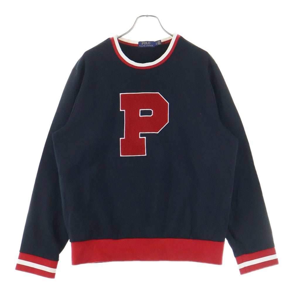POLO RALPH LAUREN(ポロラルフローレン) パイルPロゴ クルーネック スウェットトレーナー ブラック/レッド 0200011568
