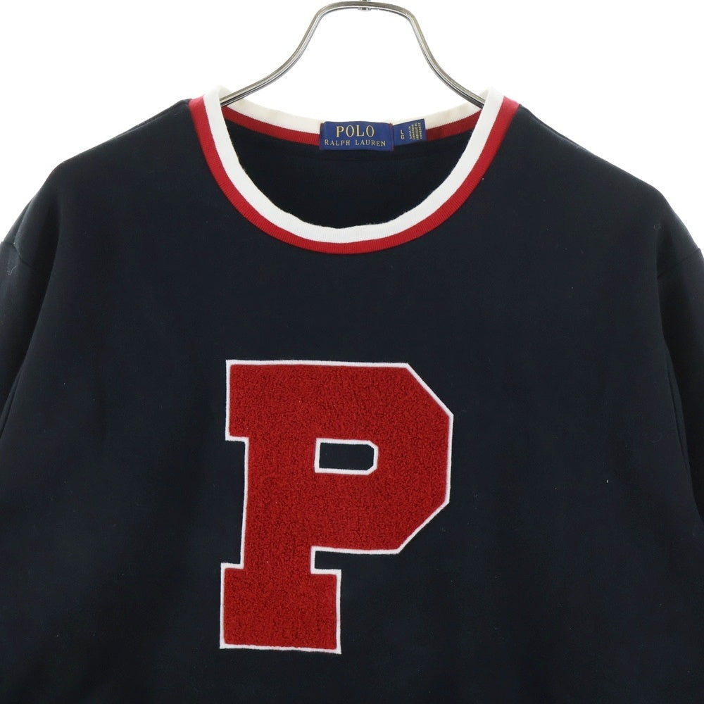 POLO RALPH LAUREN(ポロラルフローレン) パイルPロゴ クルーネック スウェットトレーナー ブラック/レッド 0200011568