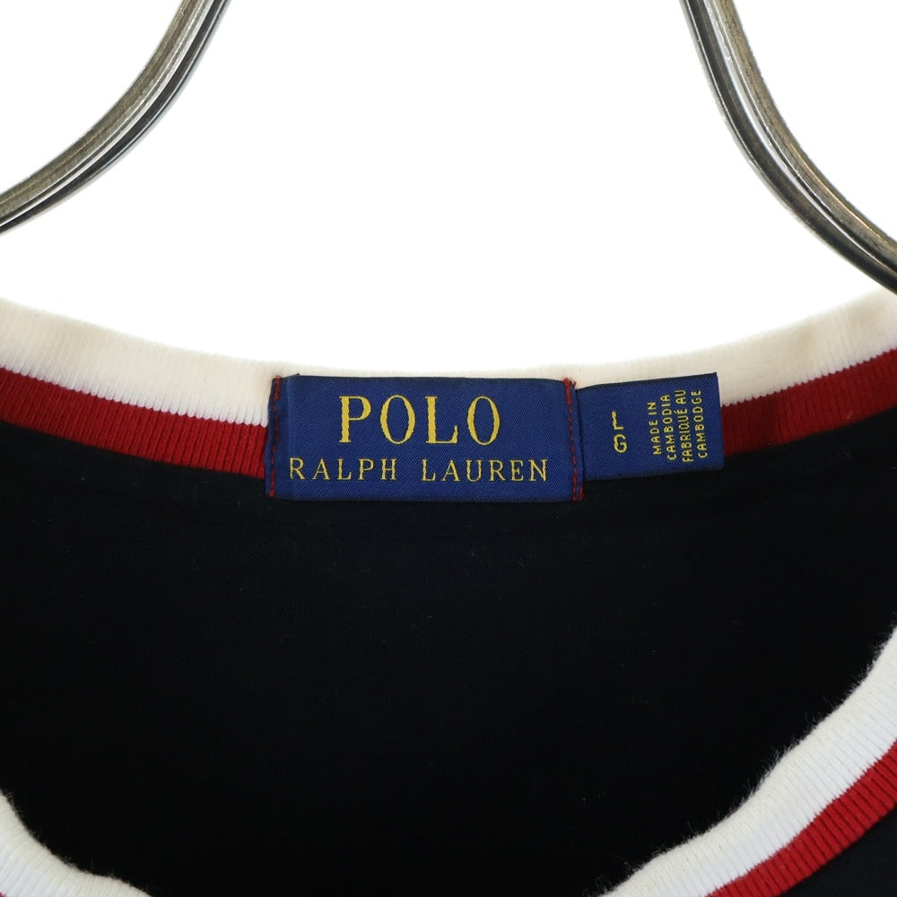 POLO RALPH LAUREN(ポロラルフローレン) パイルPロゴ クルーネック スウェットトレーナー ブラック/レッド 0200011568