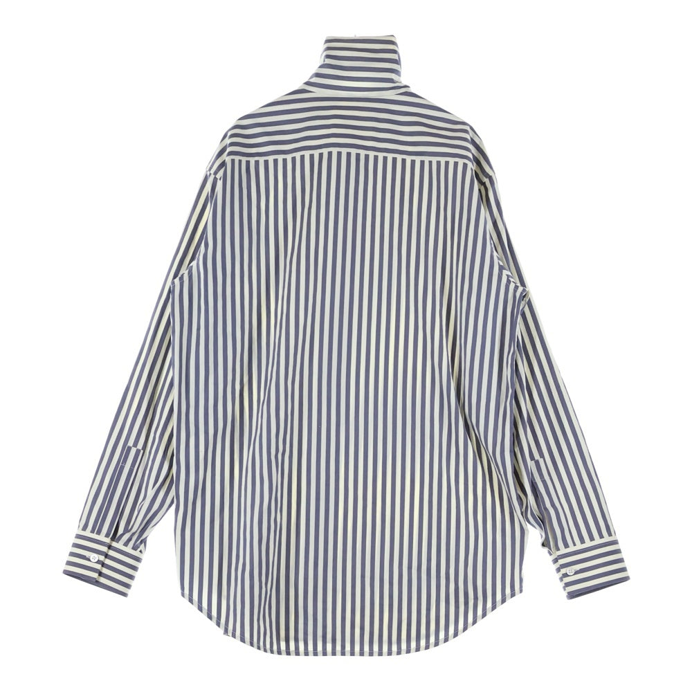 JIL SANDER(ジルサンダー) オーバーサイズ ハイネック ストライプ長袖シャツ ホワイト/ネイビー JSMT602827MT24521012