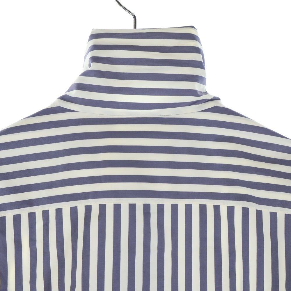 JIL SANDER(ジルサンダー) オーバーサイズ ハイネック ストライプ長袖シャツ ホワイト/ネイビー JSMT602827MT24521012