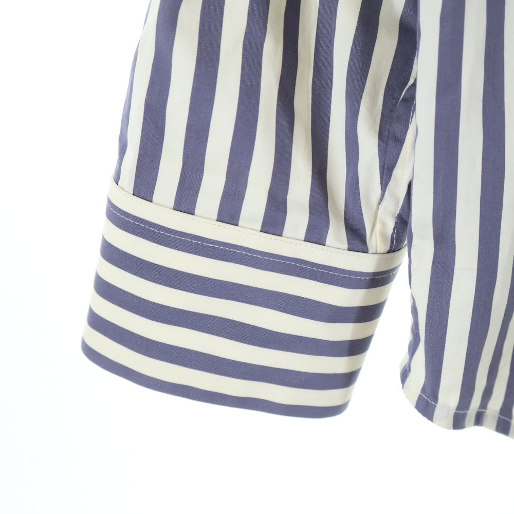 JIL SANDER(ジルサンダー) オーバーサイズ ハイネック ストライプ長袖シャツ ホワイト/ネイビー JSMT602827MT24521012