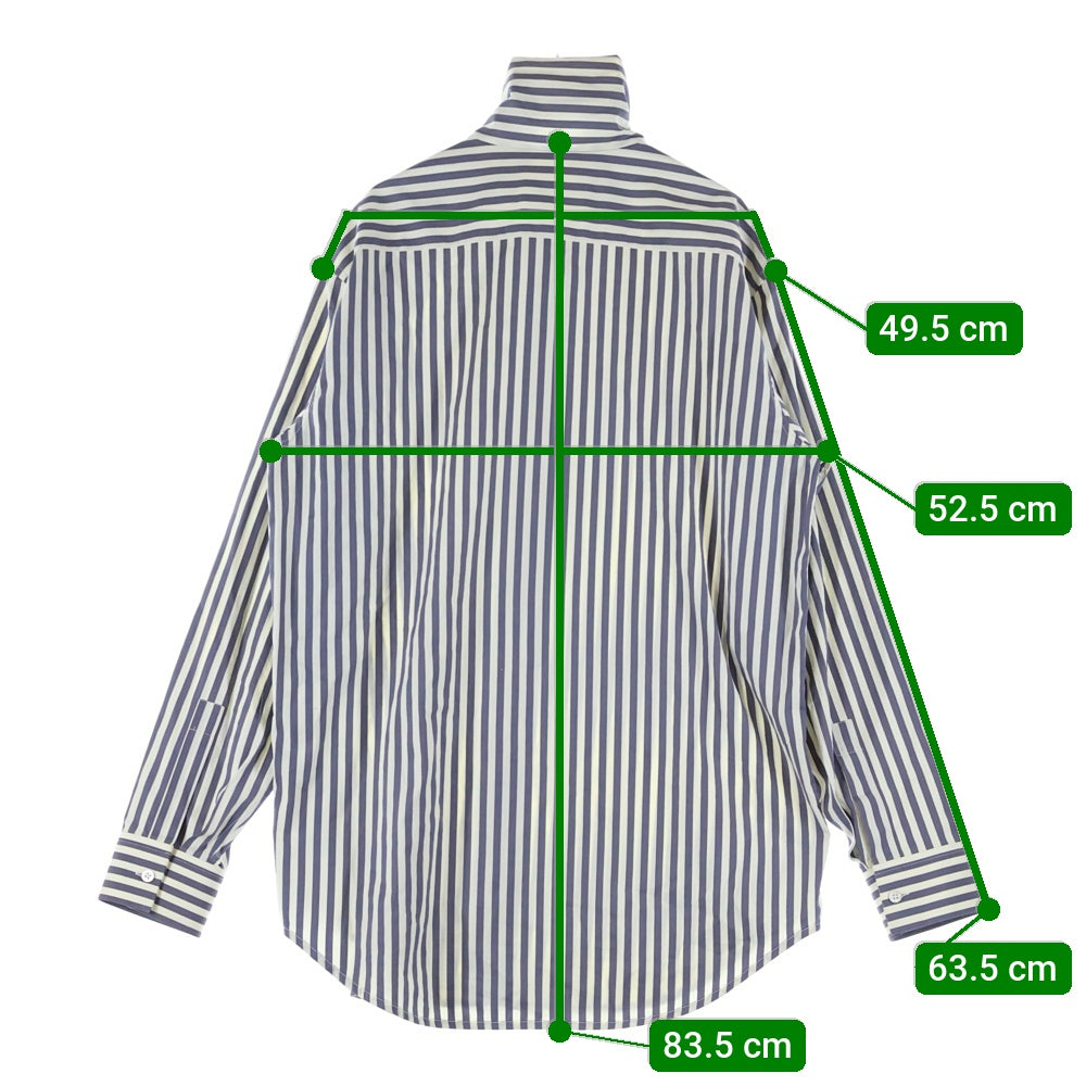 JIL SANDER(ジルサンダー) オーバーサイズ ハイネック ストライプ長袖シャツ ホワイト/ネイビー JSMT602827MT24521012