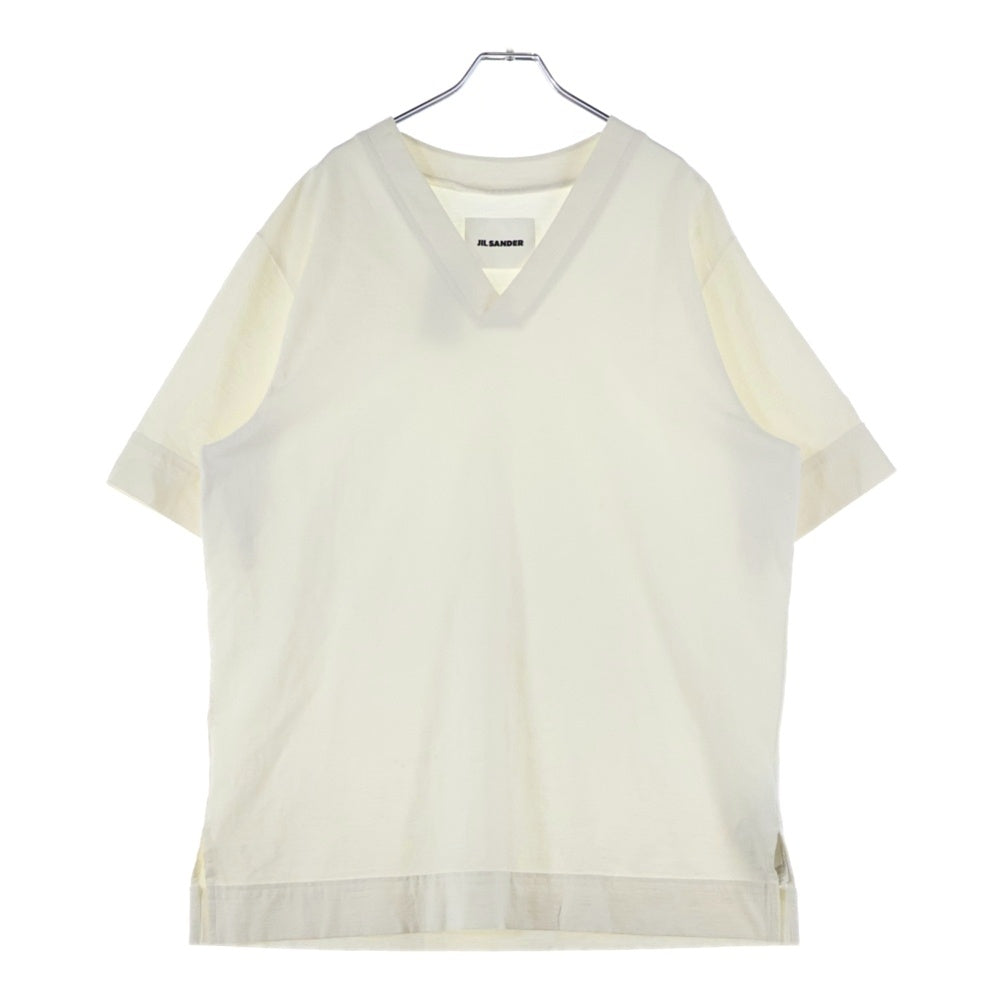 JIL SANDER(ジルサンダー) 23SS Vネック 半袖Tシャツカットソー ホワイト J22GC0107 J20017