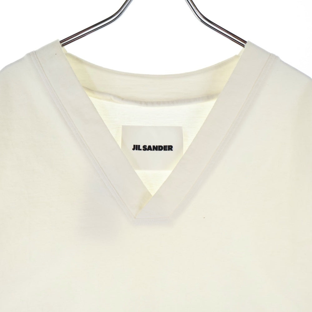 JIL SANDER(ジルサンダー) 23SS Vネック 半袖Tシャツカットソー ホワイト J22GC0107 J20017