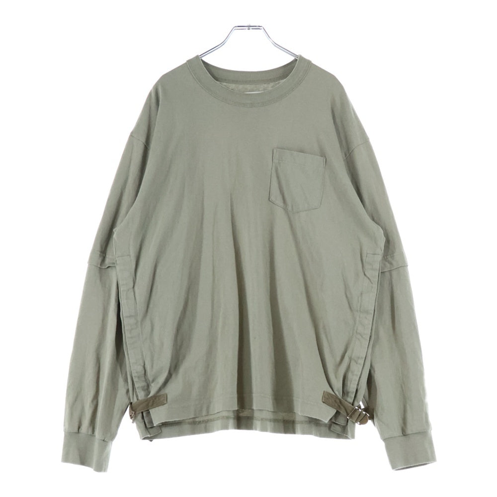 Sacai(サカイ) 23SS Nylon Twill × Cotton Jersey L S T-Shirt ナイロン ツイル コットンジャージ 長袖Tシャツカットソー カーキ 23-03060M