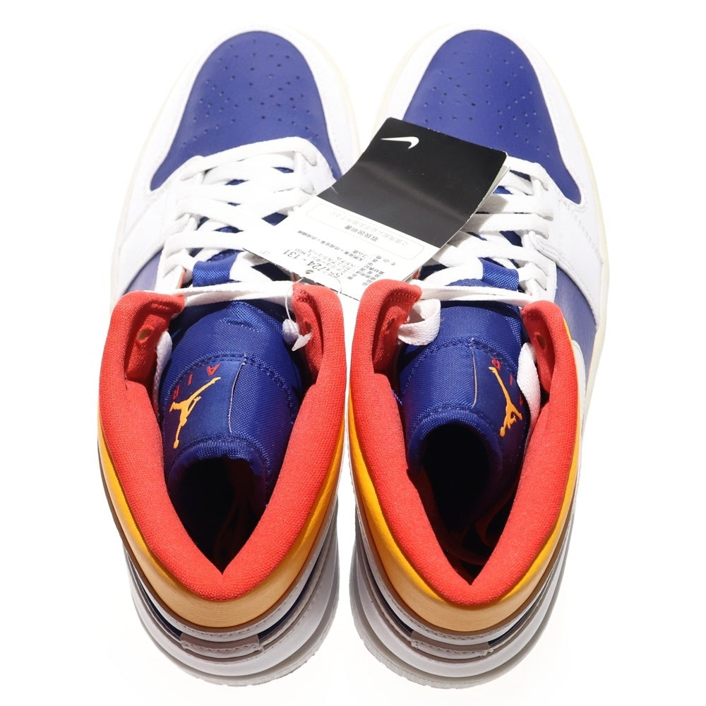 NIKE(ナイキ) AIR JORDAN 1 MID WHITE NAVY YELLOW エアジョーダン1 ミッドカットスニーカー ホワイト/ブルー US8.5/26.5cm 554724-131