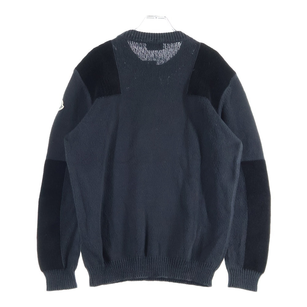 MONCLER(モンクレール) 21AW GIROCOLLO TRICOT ワッペンロゴ バイカラーコットン ニット セーター ブラック/グレー G20919C00005 M1174