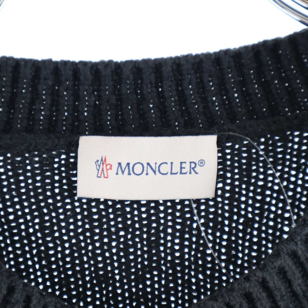 MONCLER(モンクレール) 21AW GIROCOLLO TRICOT ワッペンロゴ バイカラーコットン ニット セーター ブラック/グレー G20919C00005 M1174
