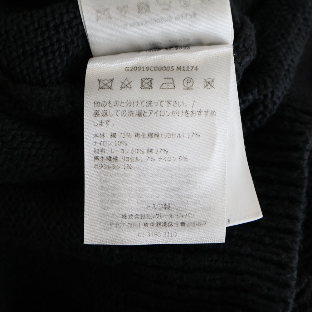 MONCLER(モンクレール) 21AW GIROCOLLO TRICOT ワッペンロゴ バイカラーコットン ニット セーター ブラック/グレー G20919C00005 M1174