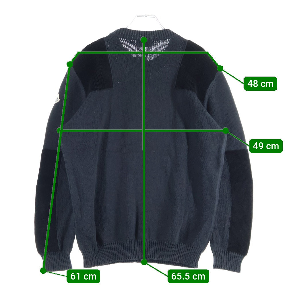 MONCLER(モンクレール) 21AW GIROCOLLO TRICOT ワッペンロゴ バイカラーコットン ニット セーター ブラック/グレー G20919C00005 M1174