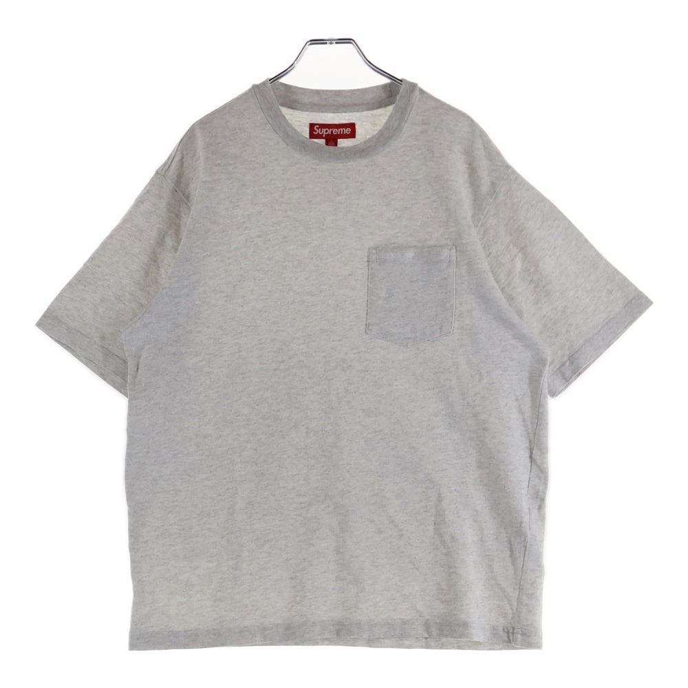 SUPREME(シュプリーム) 25SS S/S Pocket Tee ポケット付き ロゴ刺繍 クルーネック 半袖Tシャツ カットソー グレー