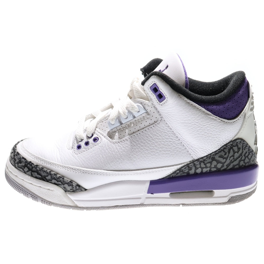 NIKE(ナイキ) AIR JORDAN 3 DARK IRIS GS エアジョーダン3 ダーク アイリス ミドルカットスニーカーシューズ レディース ホワイト/パープル US6Y/24cm DM0967-105