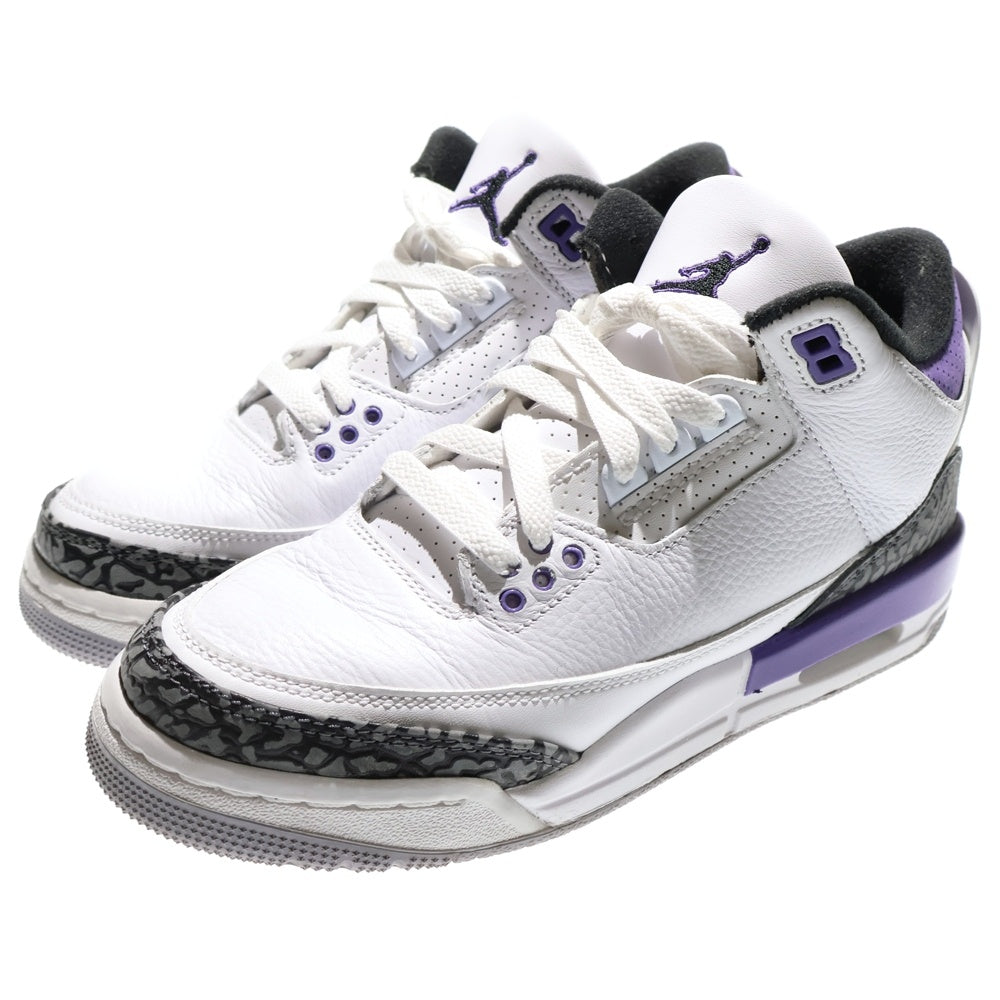 NIKE(ナイキ) AIR JORDAN 3 DARK IRIS GS エアジョーダン3 ダーク アイリス ミドルカットスニーカーシューズ レディース ホワイト/パープル US6Y/24cm DM0967-105