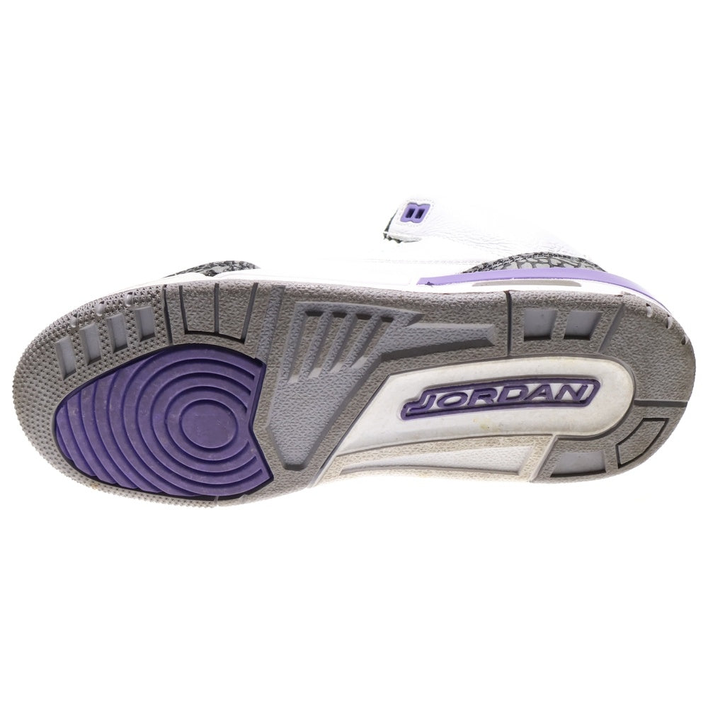 NIKE(ナイキ) AIR JORDAN 3 DARK IRIS GS エアジョーダン3 ダーク アイリス ミドルカットスニーカーシューズ レディース ホワイト/パープル US6Y/24cm DM0967-105