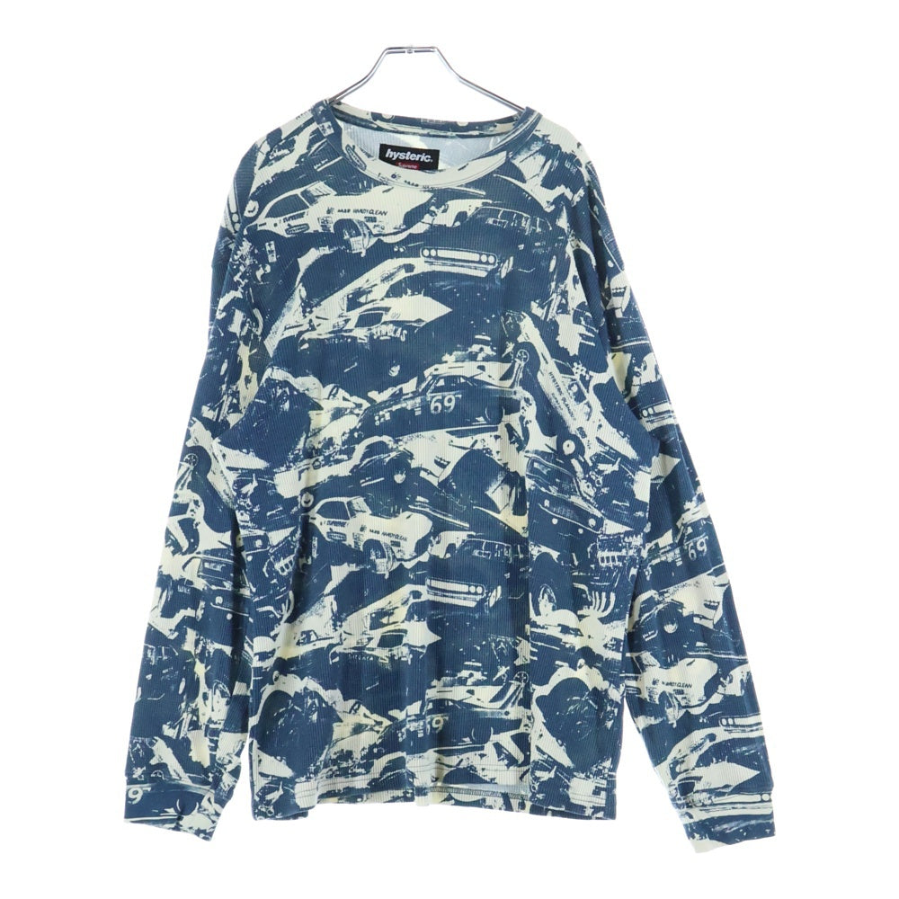 SUPREME(シュプリーム) 24AW ×HYSTERIC GRAMOUR Cars Thermal ヒステリックグラマー カーズ サーマル 長袖Tシャツ ブルー/ホワイト