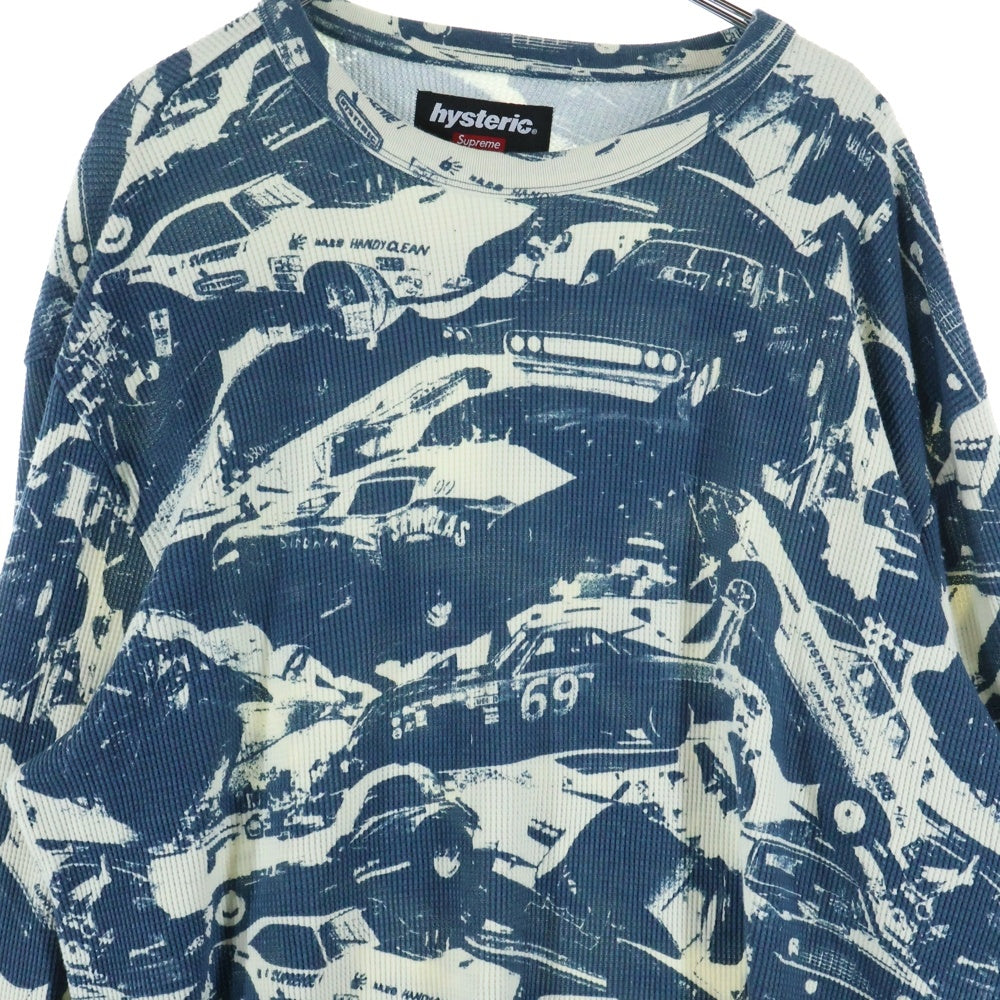SUPREME(シュプリーム) 24AW ×HYSTERIC GRAMOUR Cars Thermal ヒステリックグラマー カーズ サーマル 長袖Tシャツ ブルー/ホワイト