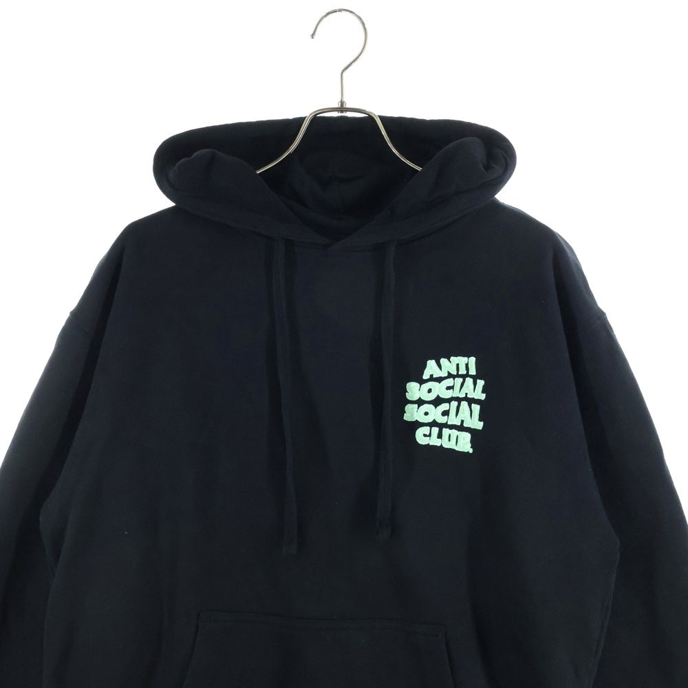 ANTI SOCIAL SOCIAL CLUB(アンチソーシャルソーシャルクラブ) Logo Pullover Parka ロゴプリント スウェットプルオーバーパーカー ブラック/ライトグリーン