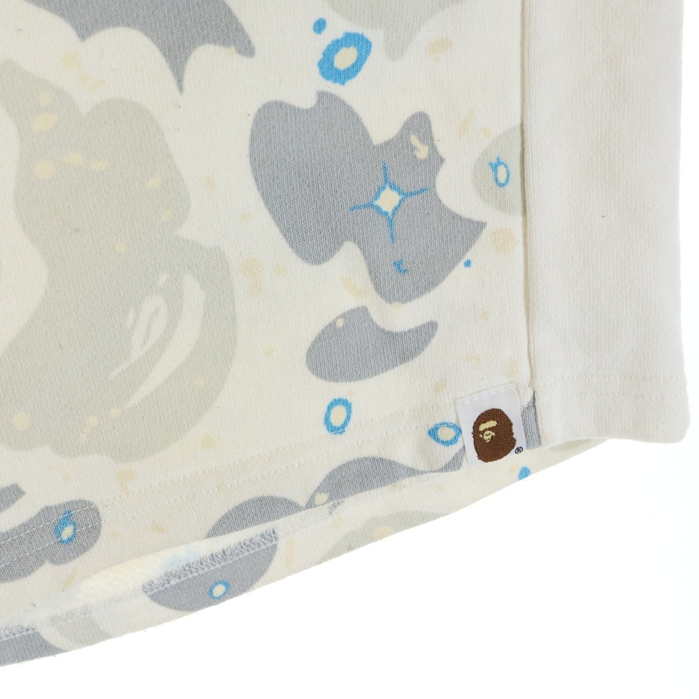 A BATHING APE(アベイシングエイプ) SPACE CAMO SHARK SWEAT SHORTS シャーク スペースカモ スウェットショーツ ハーフパンツ ホワイト 001SPF301006X