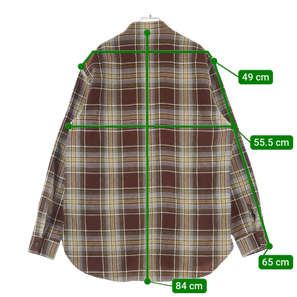 GUCCI(グッチ) Wool Checked L/S Shirt ウール チェック スタンドカラー 長袖シャツ ブラウン 538834 ZAACR