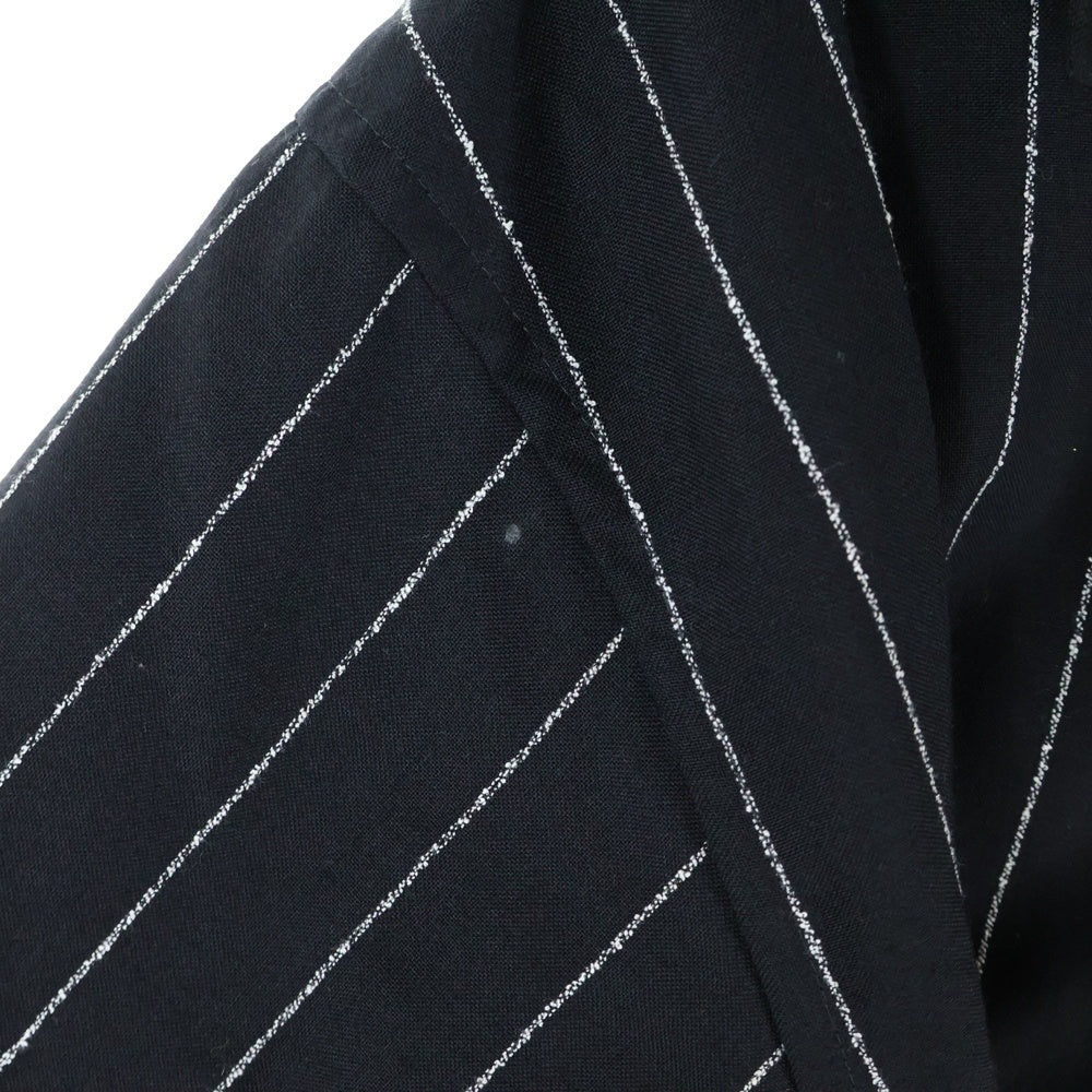 MARNI(マルニ) 22SS トロピカルウール フレスコ チョークストライプ オープンカラー 半袖シャツ ブラック CUMU0213U0