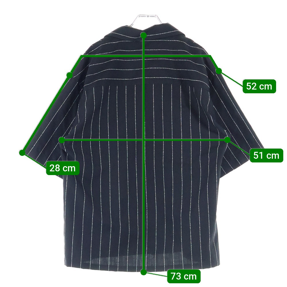 MARNI(マルニ) 22SS トロピカルウール フレスコ チョークストライプ オープンカラー 半袖シャツ ブラック CUMU0213U0