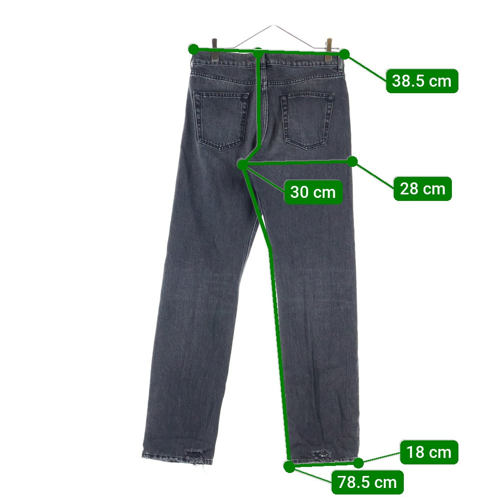 BALENCIAGA(バレンシアガ) 18SS ダメージ加工 ウォッシュド ストレート デニムパンツ ブラック 486225 TUE14