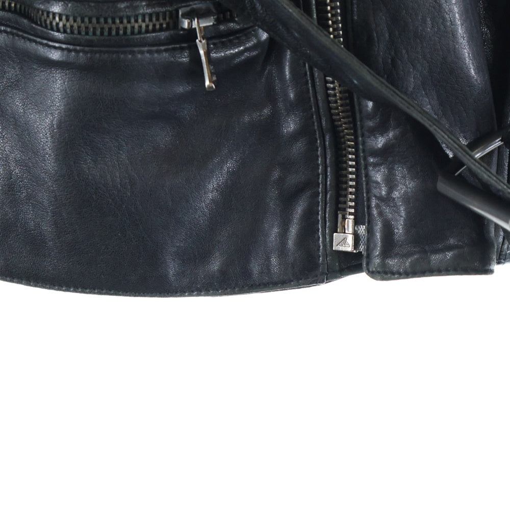 D&G(ディーアンドジー) レザーパッチ ウエストベルト ダブルライダースジャケット ブラック