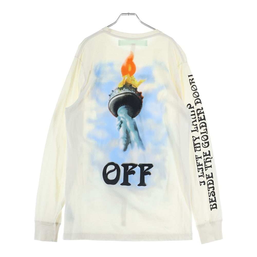 OFF-WHITE(オフホワイト) 18AW LIBERTY L/S TEE 自由の女神 プリント クルーネック長袖Tシャツ カットソー ホワイト