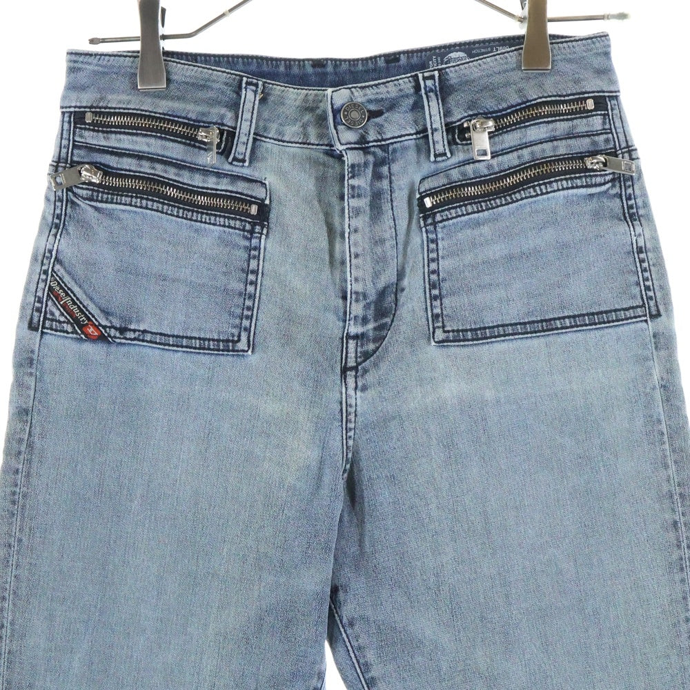 DIESEL(ディーゼル) D-EIFAULT-NE ジップデザイン スキニーデニムパンツ インディゴ