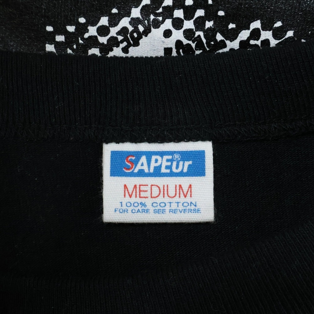 SAPEur(サプール) RODMAN ロッドマン プリント クルーネック半袖Tシャツ カットソー ブラック