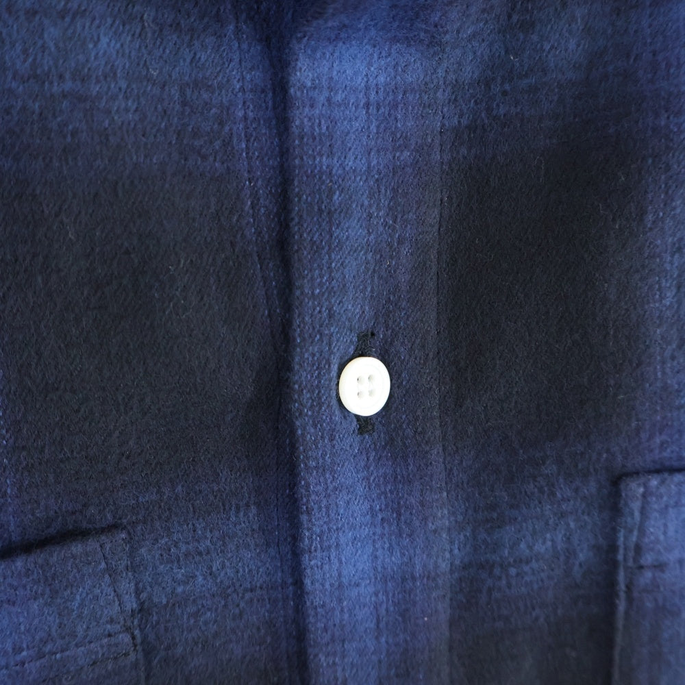 MFC STORE(エムエフシーストア) BAND COLLAR CHECK FLANNEL SHIRT バンドカラー フランネルチェック 長袖シャツ ブルー