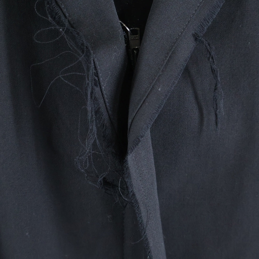 Y's(ワイズ) 17SS ウール ギャバ 前開断切 ジップアップ コート ブラック YU-D08-138 レディース