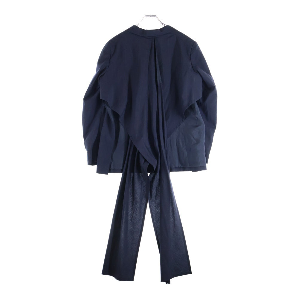 Ujoh(ウジョー) ドレープ ノット 1B ストライプ テーラードジャケット ブラック U791-J02-102 レディース