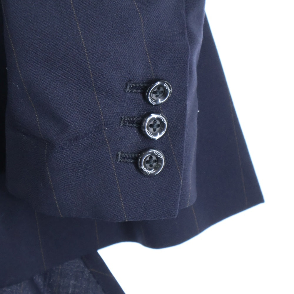 Ujoh(ウジョー) ドレープ ノット 1B ストライプ テーラードジャケット ブラック U791-J02-102 レディース