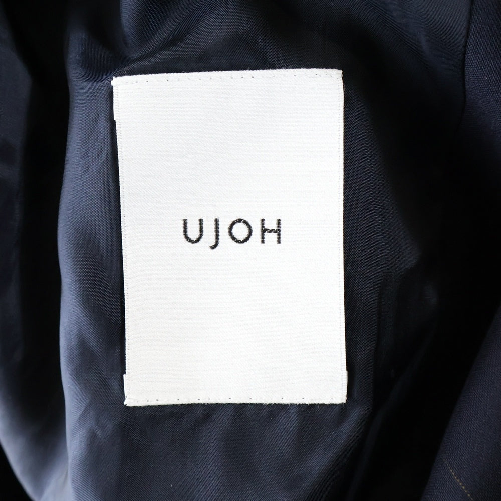 Ujoh(ウジョー) ドレープ ノット 1B ストライプ テーラードジャケット ブラック U791-J02-102 レディース