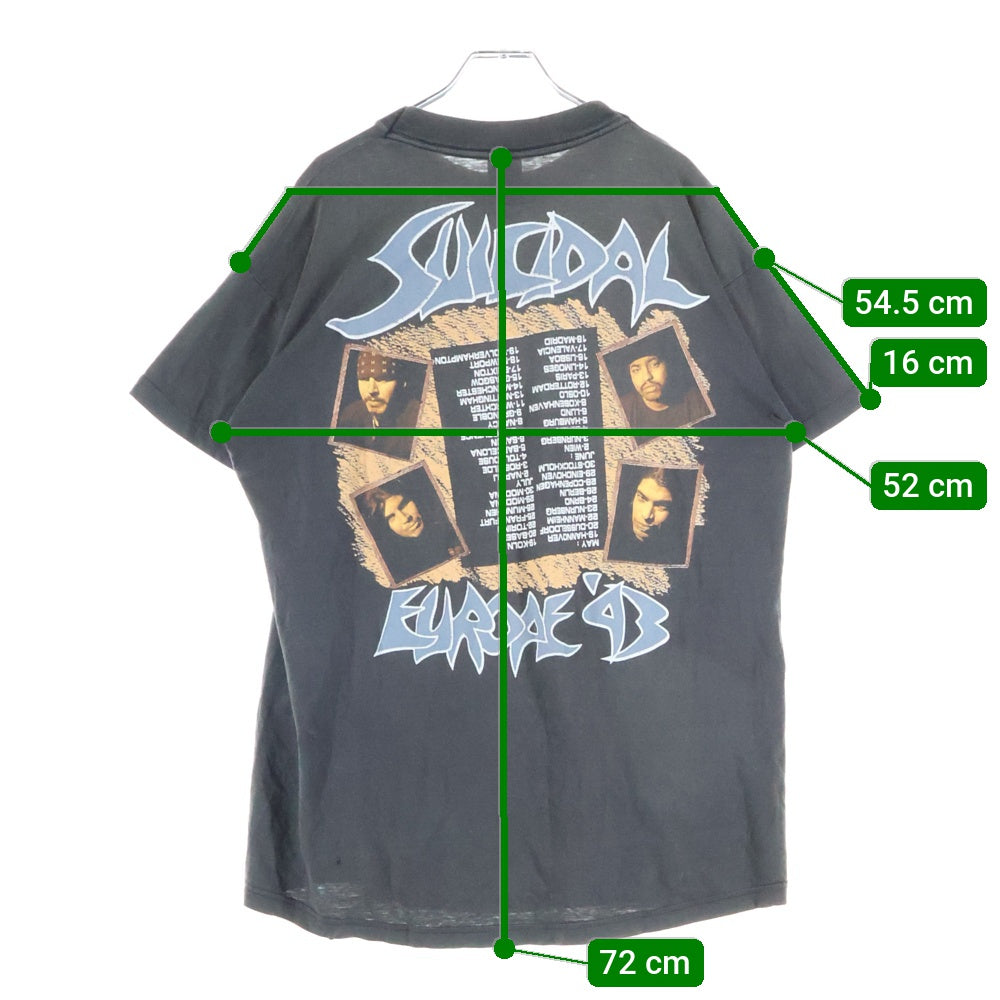 VINTAGE(ヴィンテージ) 90S VINTAGE SUICIDAL TENDENCIES NORTH AMERICAN TOUR 92 ヴィンテージ スーサイダル テンデンシーズ アメリカンツアー プリント 半袖Tシャツ