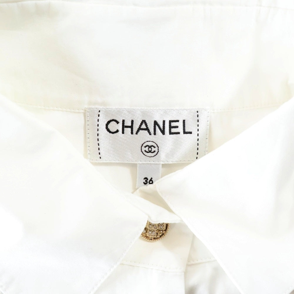CHANEL(シャネル) ラインストーン フリル ブラウス 長袖シャツ レディース ホワイト P73037V12974