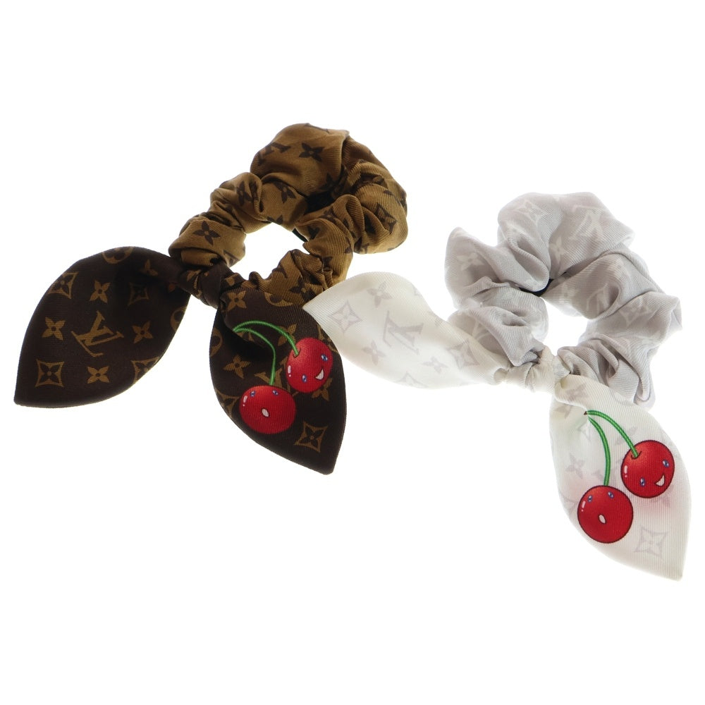 LOUIS VUITTON(ルイヴィトン) ×村上隆 モノグラムチェリー セット シュシュ ヘアゴム ブラウン/ホワイト M96069 レディース