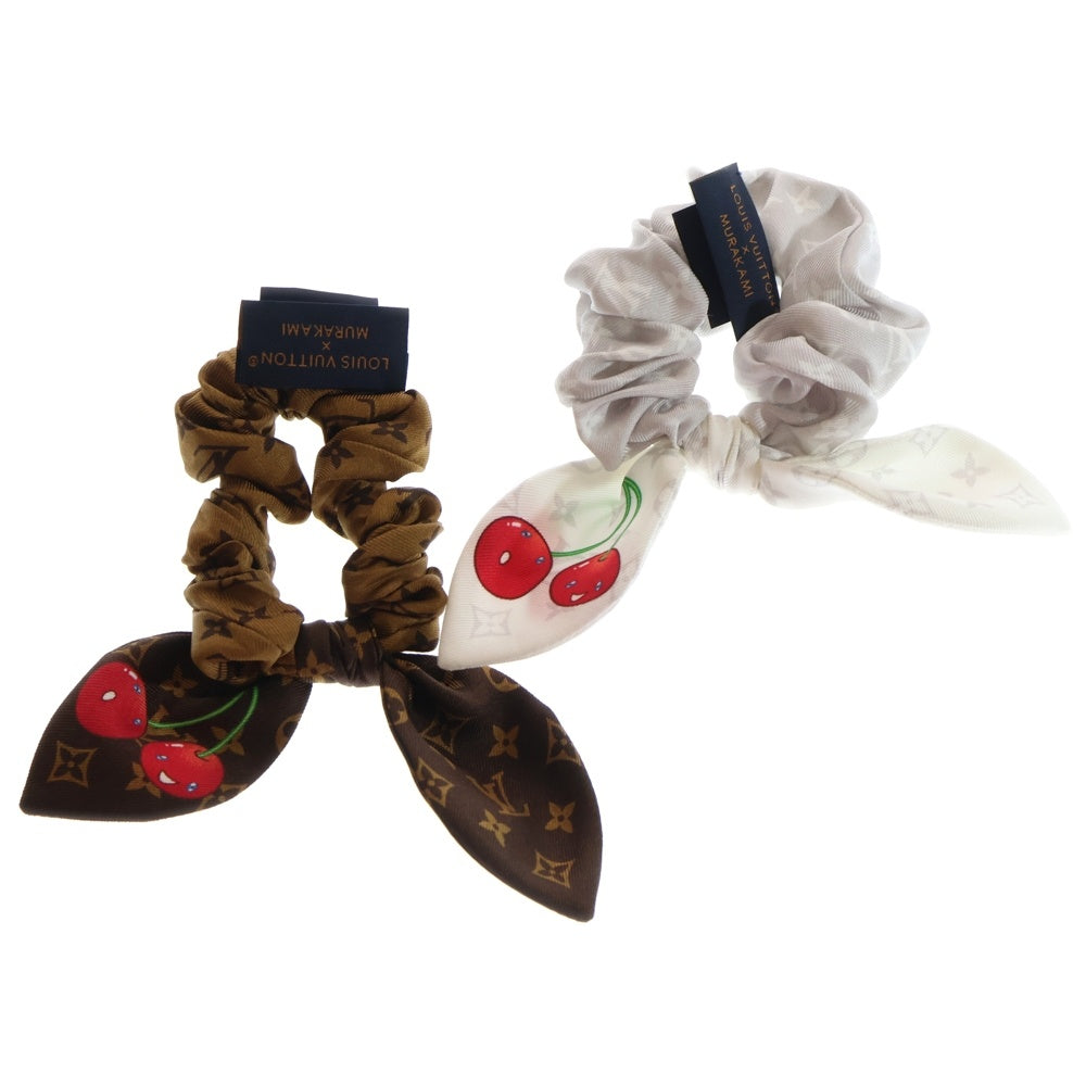 LOUIS VUITTON(ルイヴィトン) ×村上隆 モノグラムチェリー セット シュシュ ヘアゴム ブラウン/ホワイト M96069 レディース