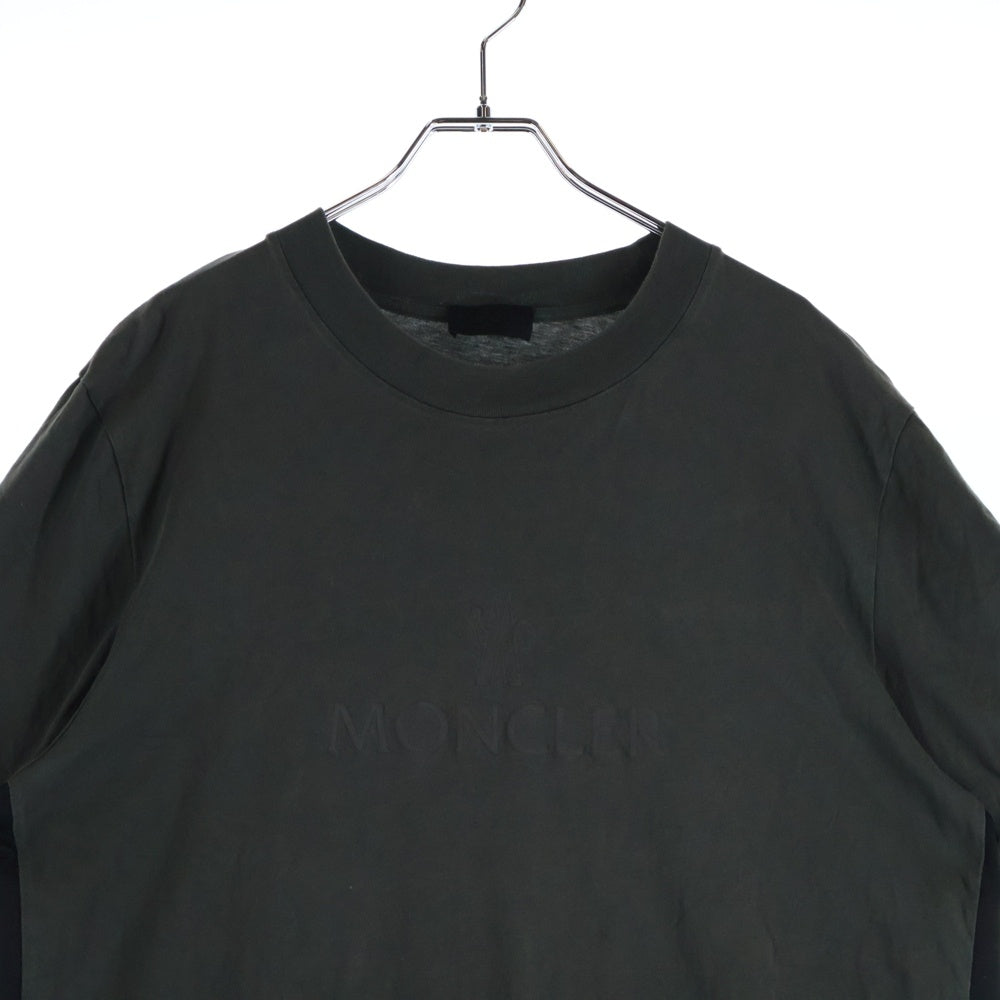 MONCLER(モンクレール) 22SS MAGLIA MANICHE CORTE サイドメッシュ フロントロゴ クルーネック 半袖Tシャツ カットソー カーキ I10918C00009 829H8
