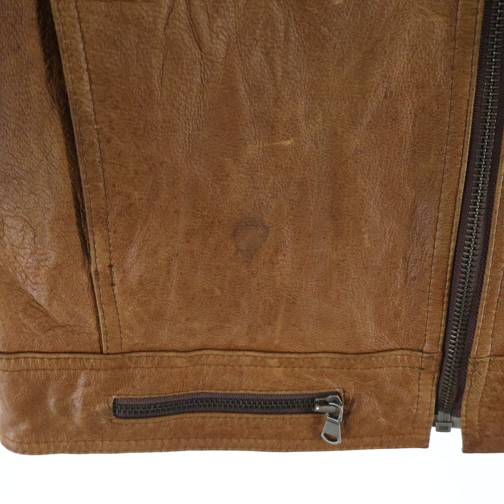 NO BRAND(ノーブランド) L' homme en cuir ロムエンキュイール レザー シングルライダース ジャケット ブラウン