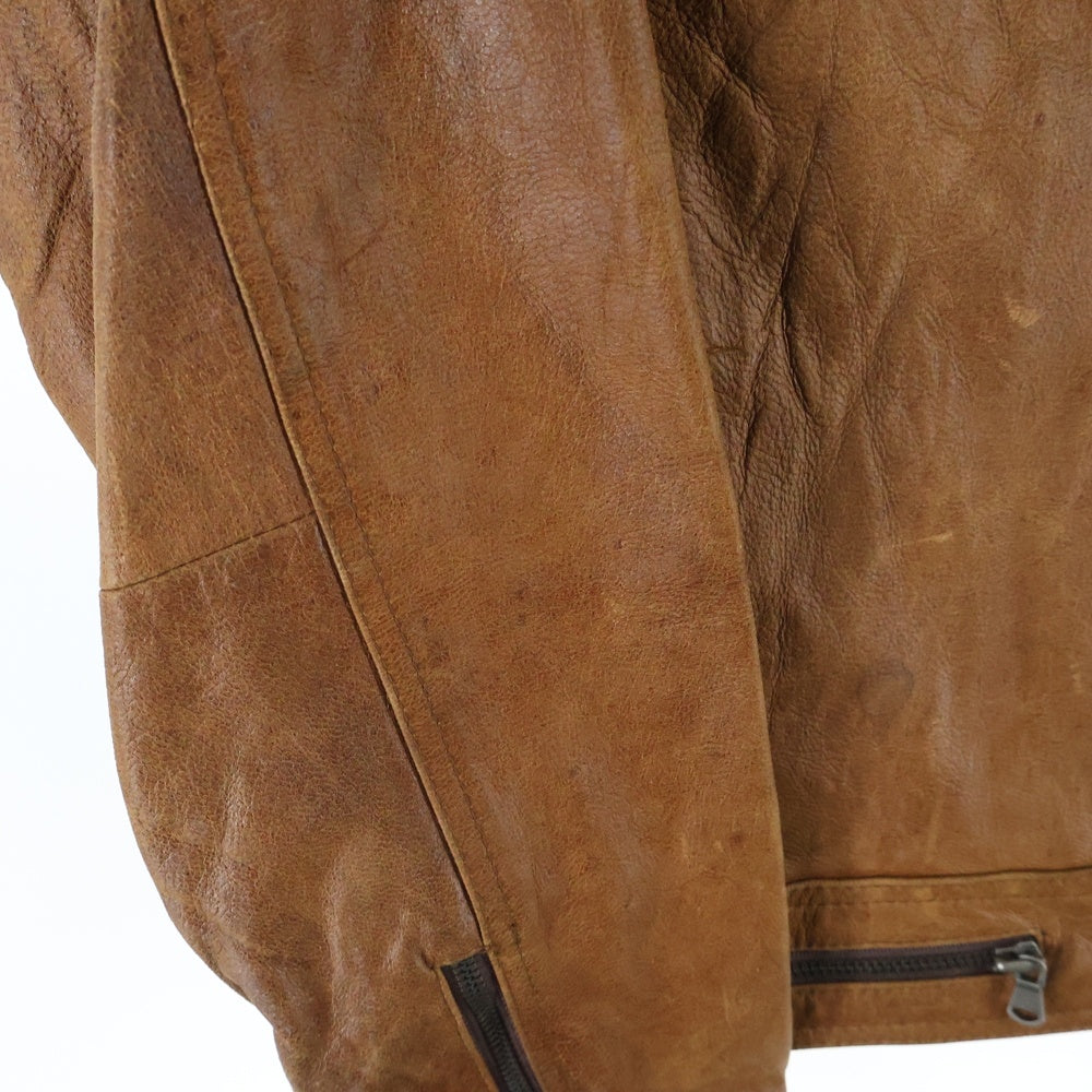 NO BRAND(ノーブランド) L' homme en cuir ロムエンキュイール レザー シングルライダース ジャケット ブラウン