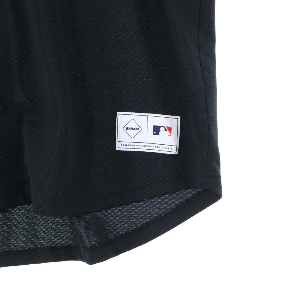 F.C.R.B./F.C.Real Bristol/FCRB(エフシーアールビー/エフシーレアルブリストル) 21AW ×MLB Fanatics TOUR BASEBALL SHIRT ツアー ベースボール 半袖シャツ ブラック MM21-ML-1F01