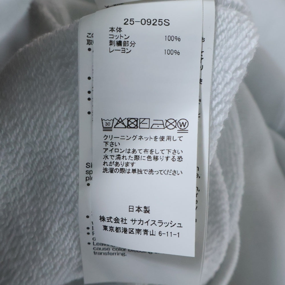 Sacai(サカイ) 25SS ×WTAPS Flock Print Hoodie フロッキープリント スウェット プルオーバーパーカー ホワイト 25-0925S